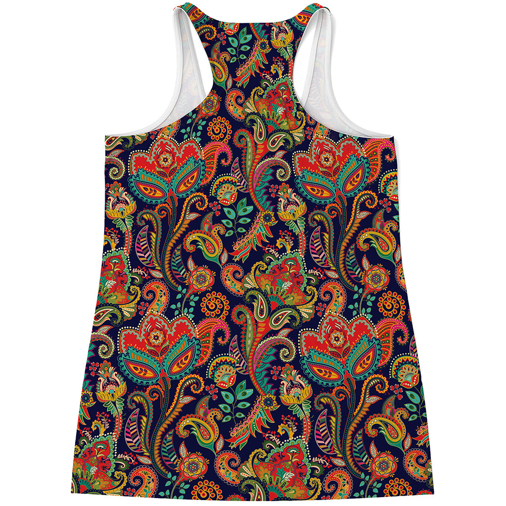 Indian Paisley Pattern Print Women's Racerback Tank Top
