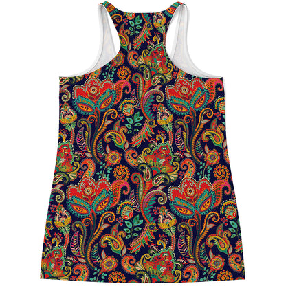 Indian Paisley Pattern Print Women's Racerback Tank Top