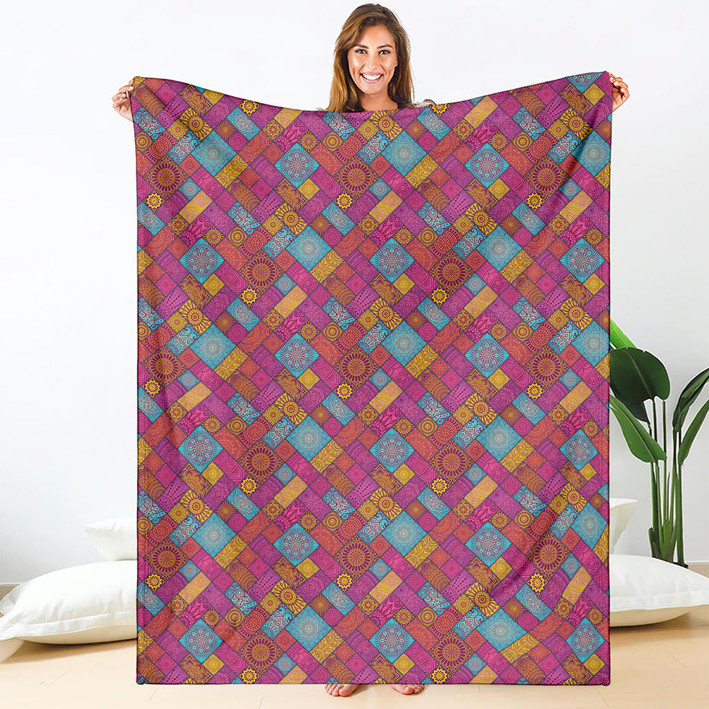 Indian Patchwork Pattern Print Blanket