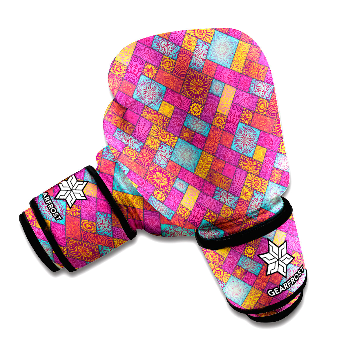 Indian Patchwork Pattern Print Boxing Gloves