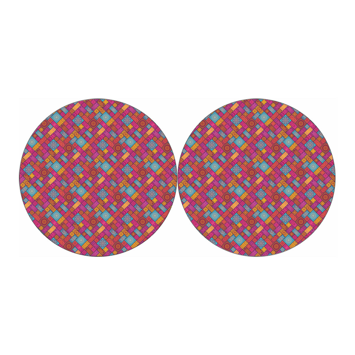 Indian Patchwork Pattern Print Car Coasters