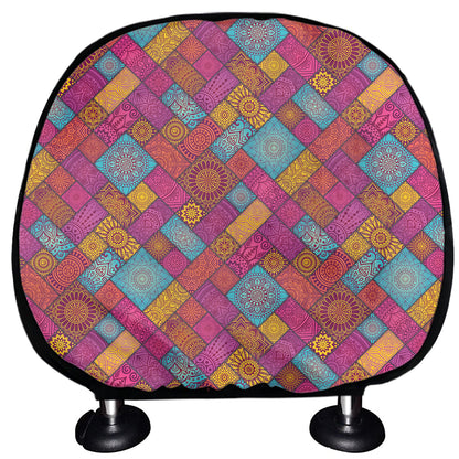 Indian Patchwork Pattern Print Car Headrest Covers