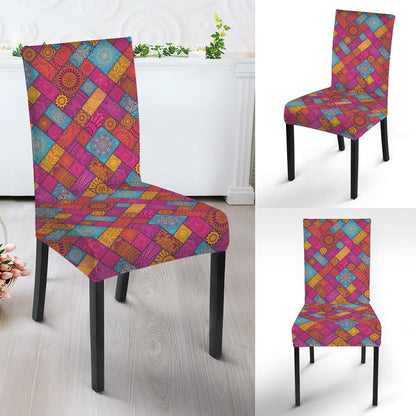 Indian Patchwork Pattern Print Dining Chair Slipcover