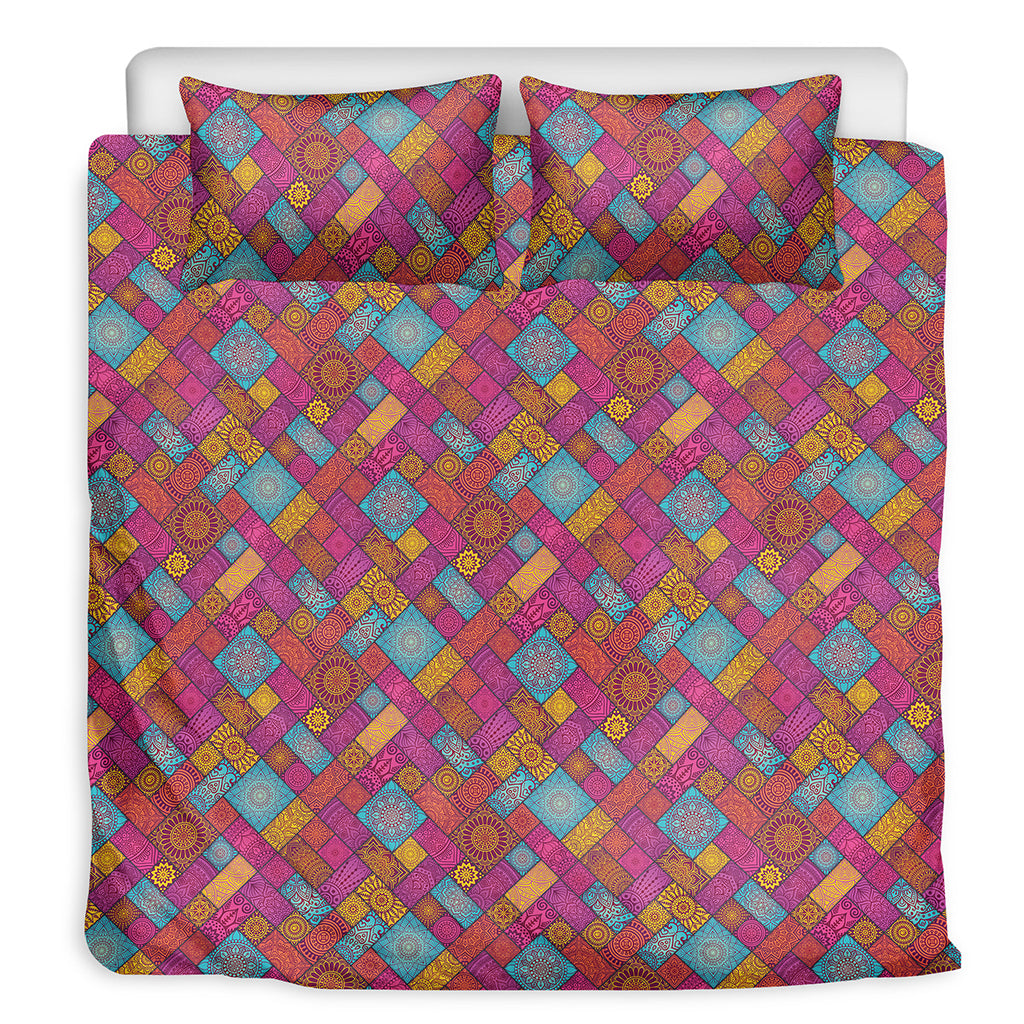 Indian Patchwork Pattern Print Duvet Cover Bedding Set