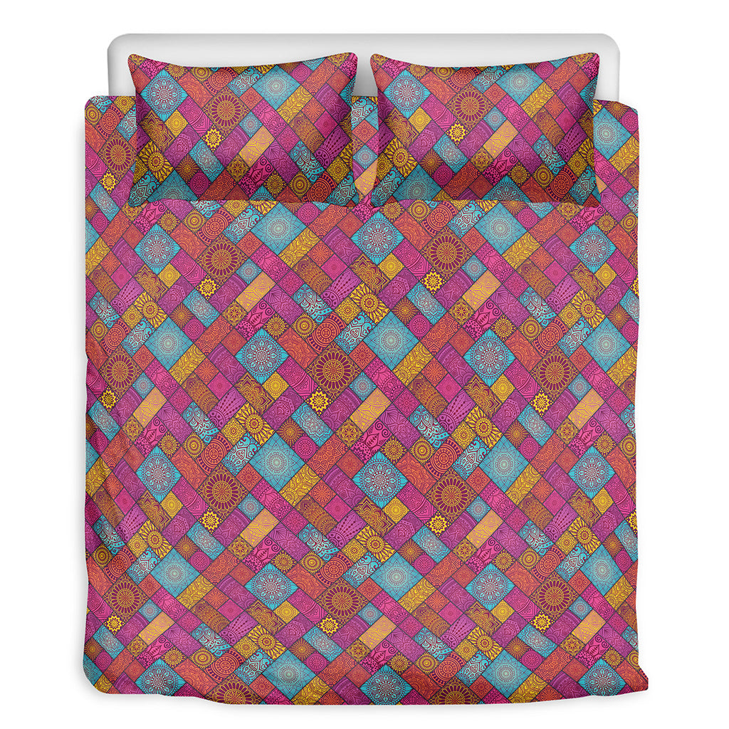 Indian Patchwork Pattern Print Duvet Cover Bedding Set
