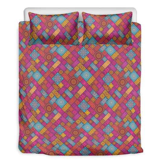 Indian Patchwork Pattern Print Duvet Cover Bedding Set