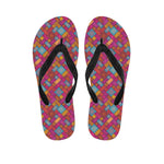 Indian Patchwork Pattern Print Flip Flops