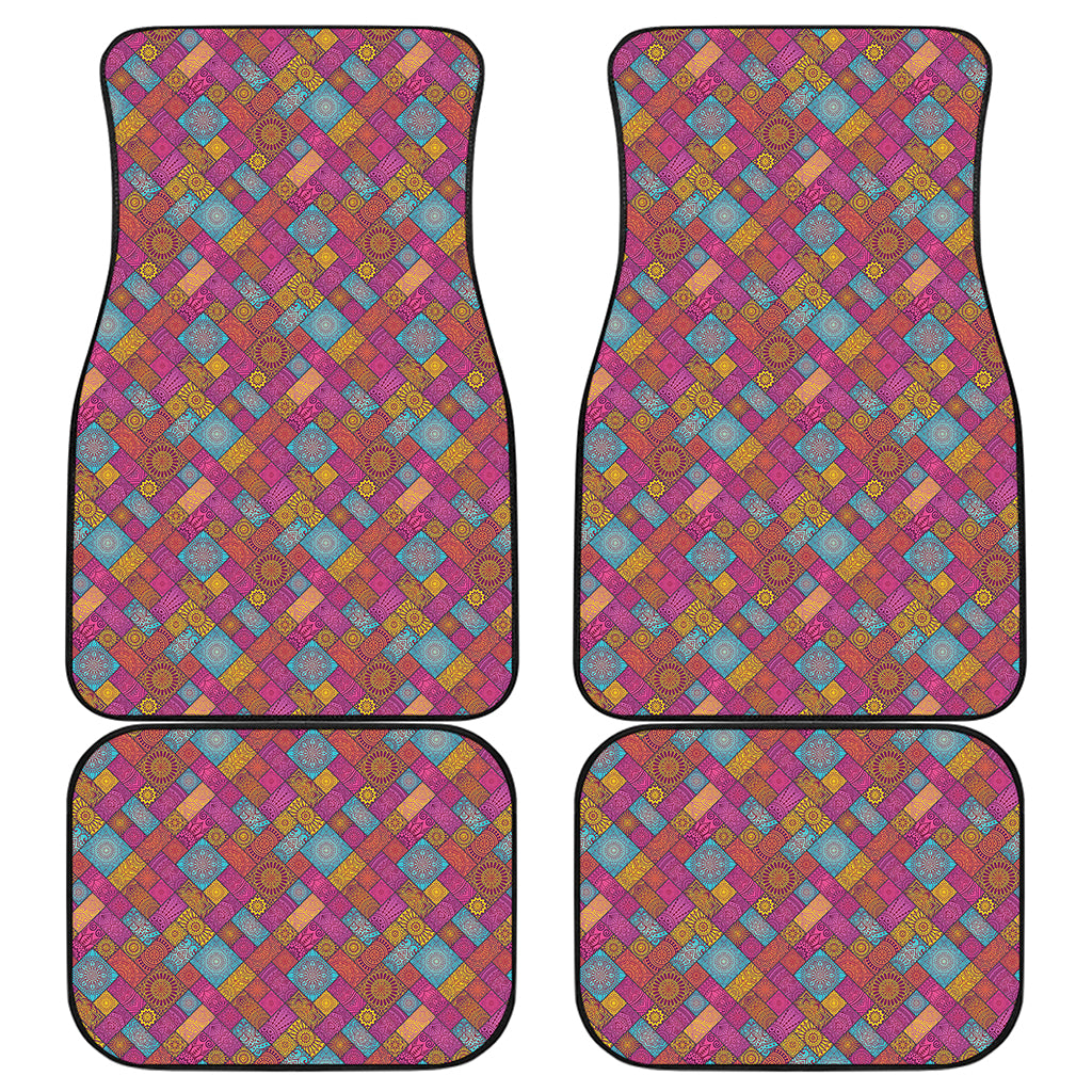 Indian Patchwork Pattern Print Front and Back Car Floor Mats