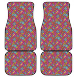 Indian Patchwork Pattern Print Front and Back Car Floor Mats