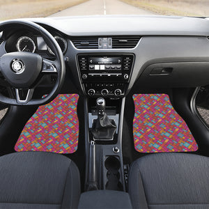 Indian Patchwork Pattern Print Front and Back Car Floor Mats