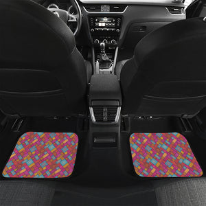 Indian Patchwork Pattern Print Front and Back Car Floor Mats