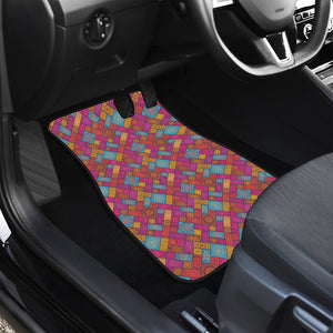 Indian Patchwork Pattern Print Front and Back Car Floor Mats