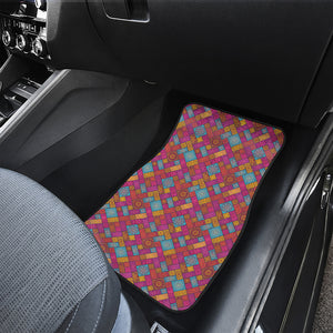 Indian Patchwork Pattern Print Front and Back Car Floor Mats