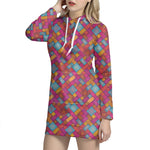 Indian Patchwork Pattern Print Hoodie Dress