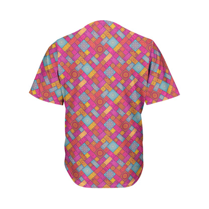 Indian Patchwork Pattern Print Men's Baseball Jersey