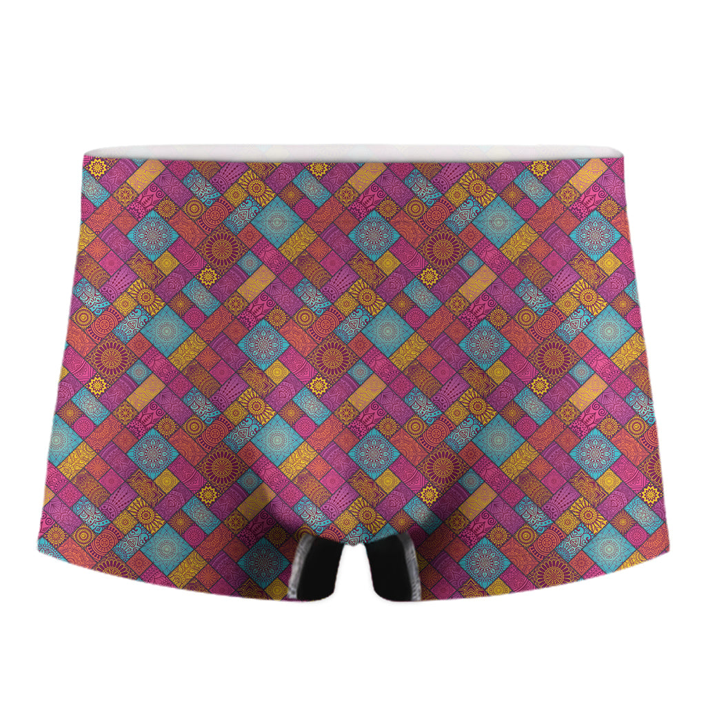 Indian Patchwork Pattern Print Men's Boxer Briefs