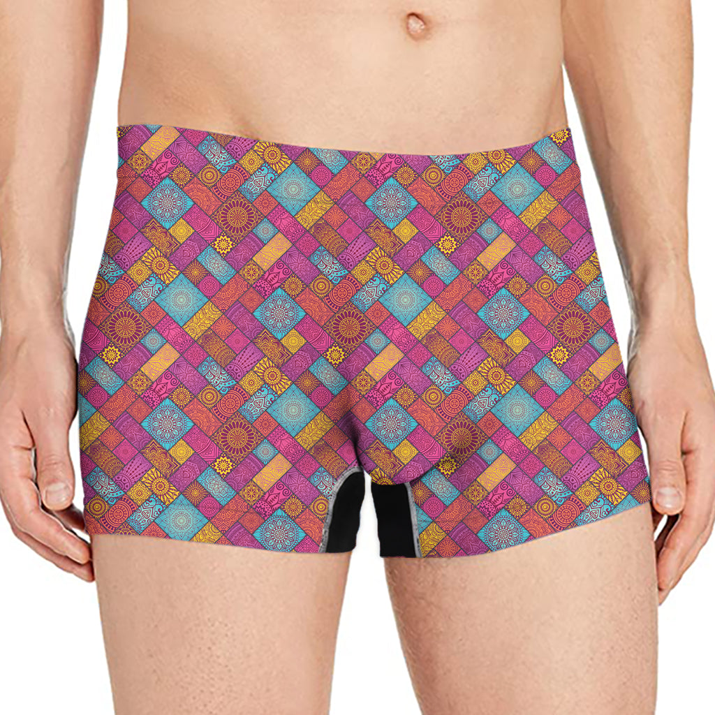 Indian Patchwork Pattern Print Men's Boxer Briefs