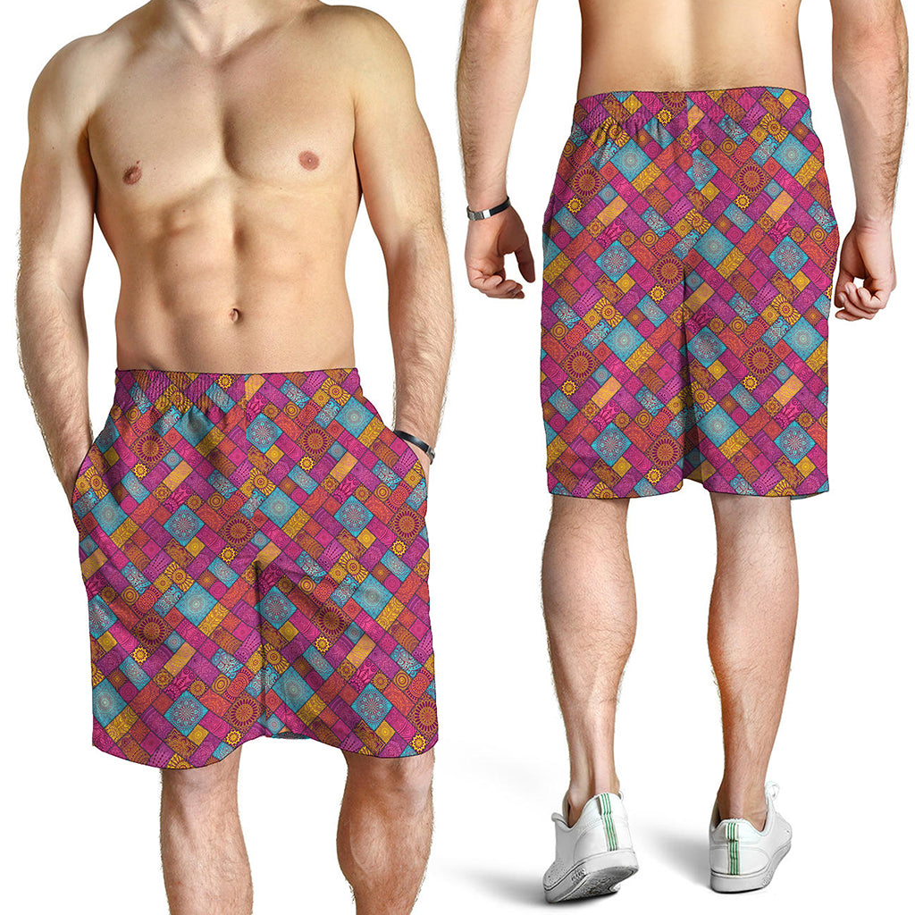 Indian Patchwork Pattern Print Men's Shorts