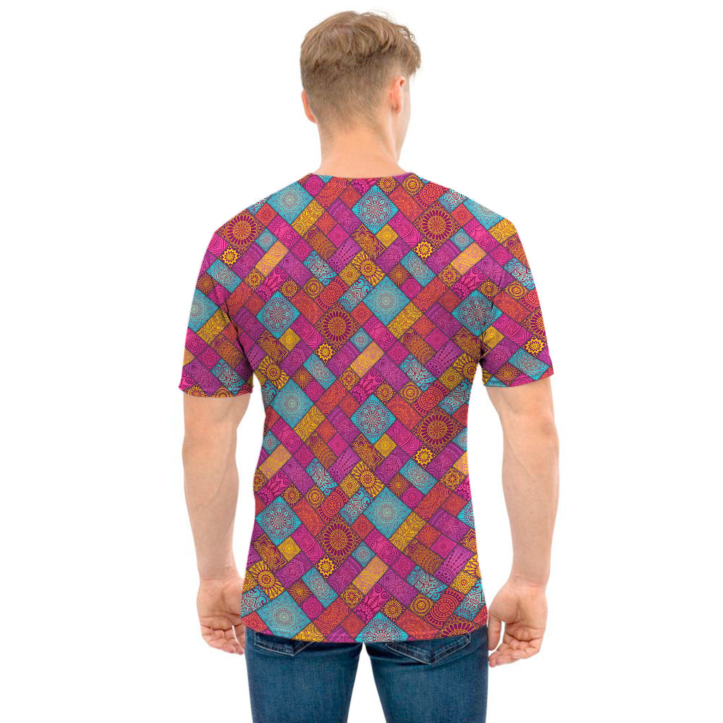 Indian Patchwork Pattern Print Men's T-Shirt
