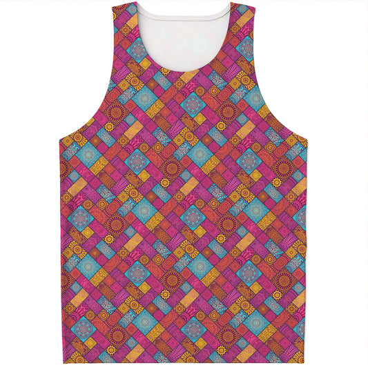 Indian Patchwork Pattern Print Men's Tank Top