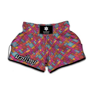 Indian Patchwork Pattern Print Muay Thai Boxing Shorts