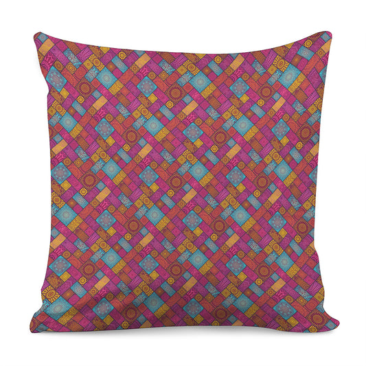 Indian Patchwork Pattern Print Pillow Cover