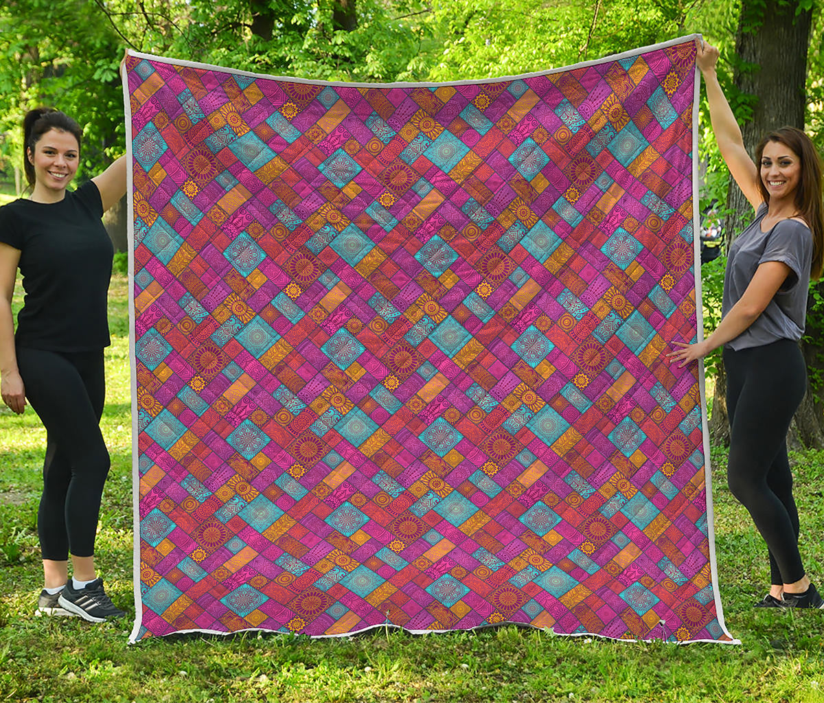 Indian Patchwork Pattern Print Quilt