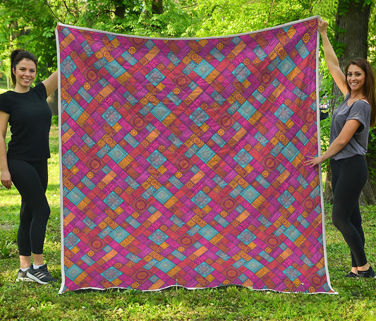 Indian Patchwork Pattern Print Quilt
