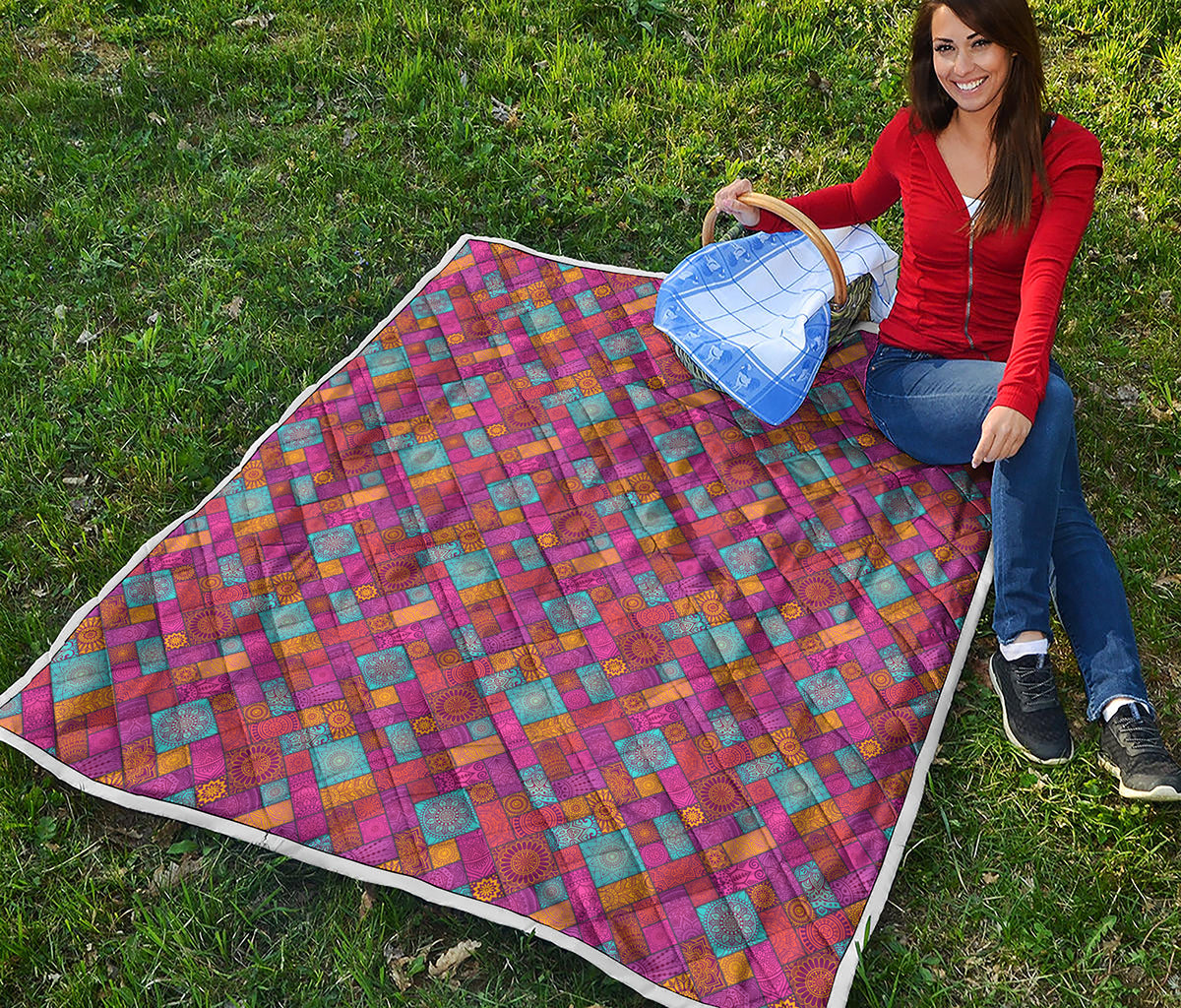 Indian Patchwork Pattern Print Quilt