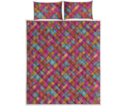 Indian Patchwork Pattern Print Quilt Bed Set