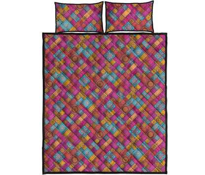 Indian Patchwork Pattern Print Quilt Bed Set