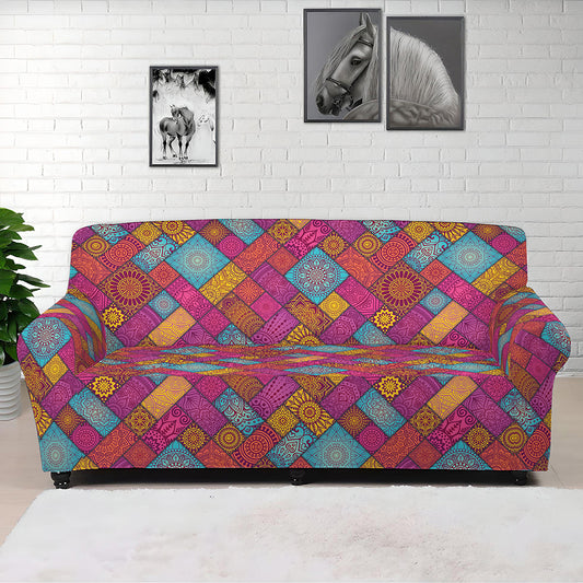 Indian Patchwork Pattern Print Sofa Cover