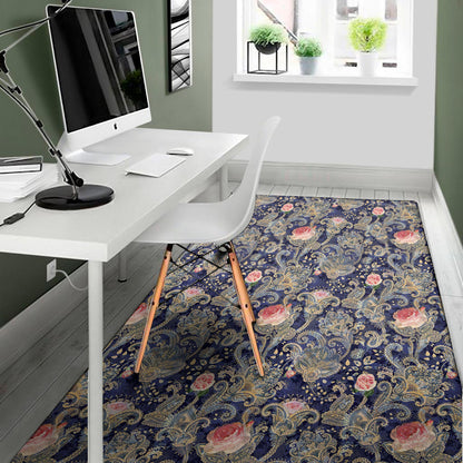 Indian Rose Paisley Pattern Print Area Rug