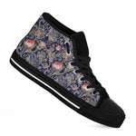 Indian Rose Paisley Pattern Print Black High Top Shoes