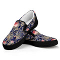 Indian Rose Paisley Pattern Print Black Slip On Sneakers