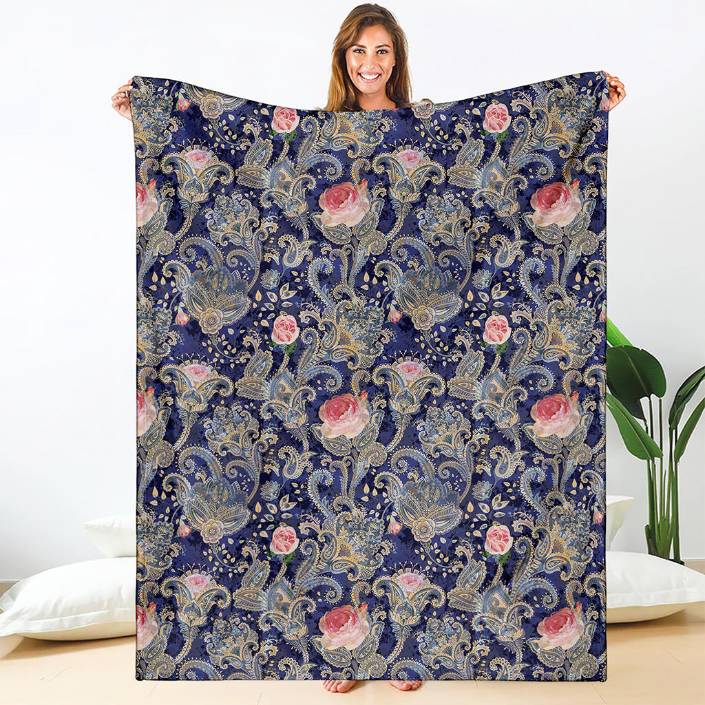 Indian Rose Paisley Pattern Print Blanket