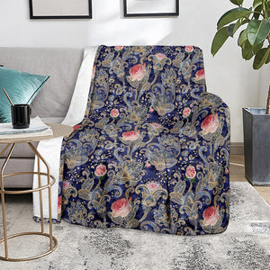 Indian Rose Paisley Pattern Print Blanket