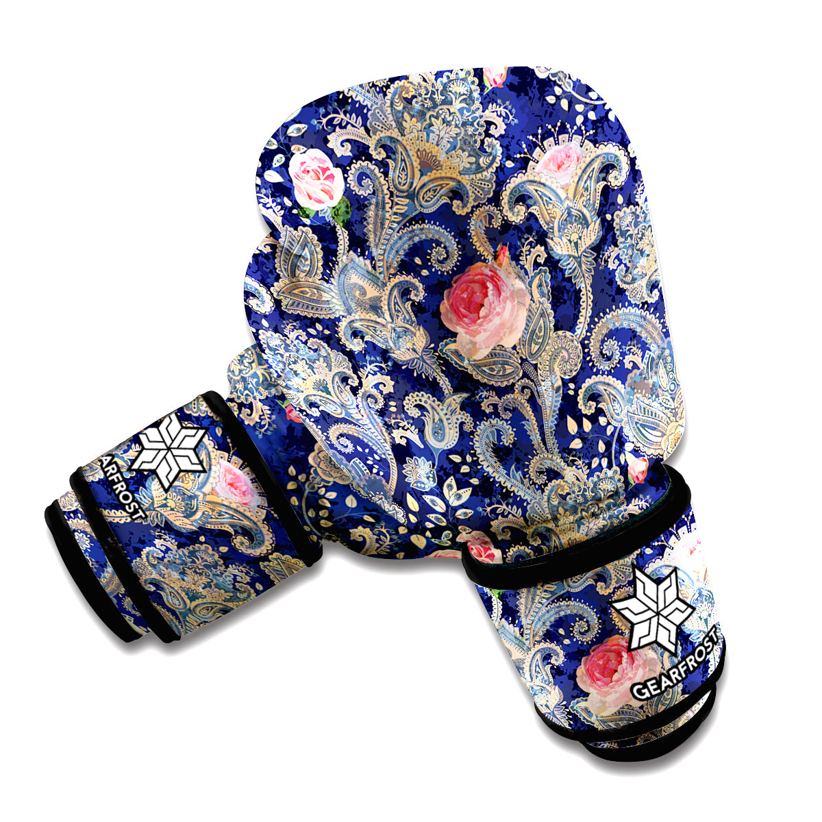 Indian Rose Paisley Pattern Print Boxing Gloves