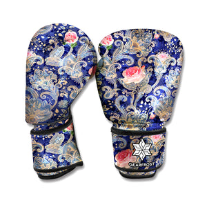 Indian Rose Paisley Pattern Print Boxing Gloves