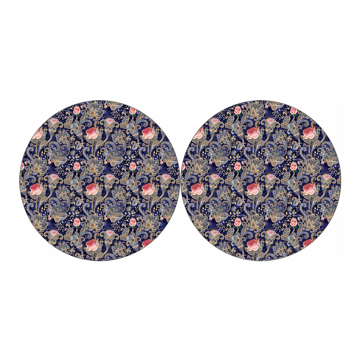 Indian Rose Paisley Pattern Print Car Coasters