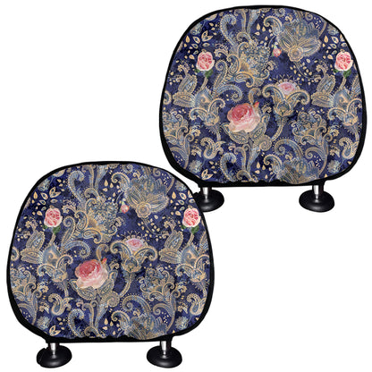 Indian Rose Paisley Pattern Print Car Headrest Covers