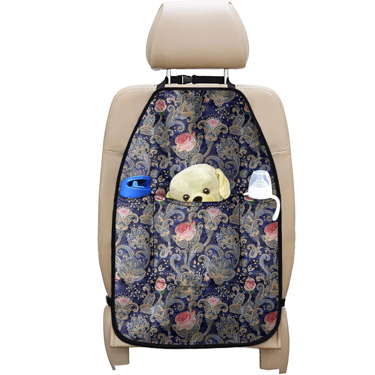 Indian Rose Paisley Pattern Print Car Seat Organizers