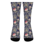 Indian Rose Paisley Pattern Print Crew Socks