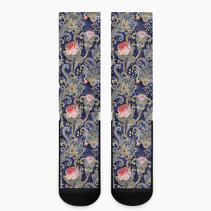 Indian Rose Paisley Pattern Print Crew Socks