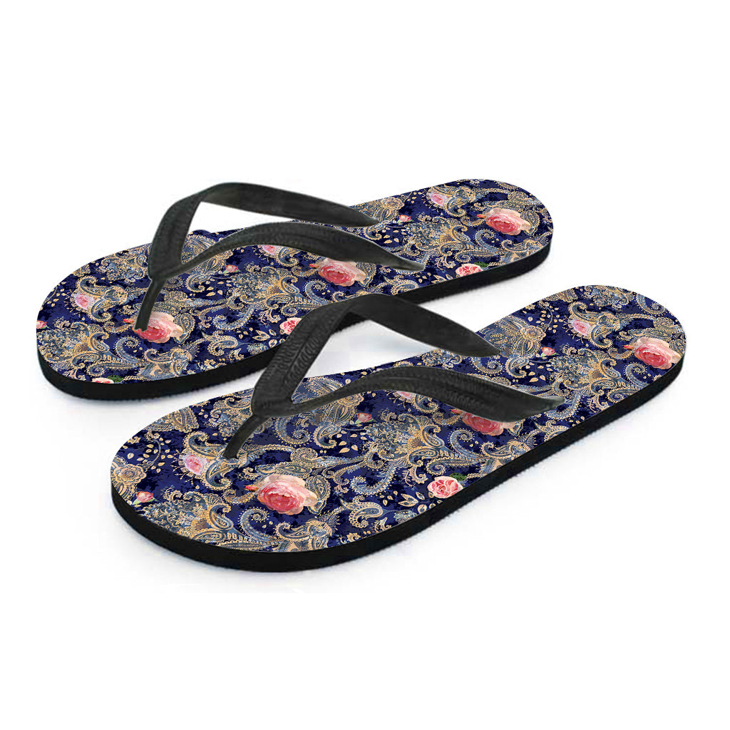 Indian Rose Paisley Pattern Print Flip Flops