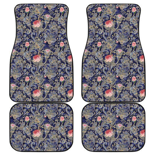Indian Rose Paisley Pattern Print Front and Back Car Floor Mats