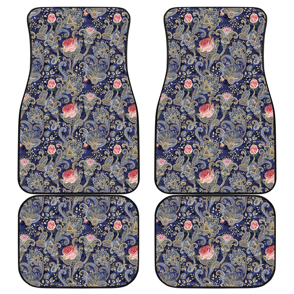 Indian Rose Paisley Pattern Print Front and Back Car Floor Mats