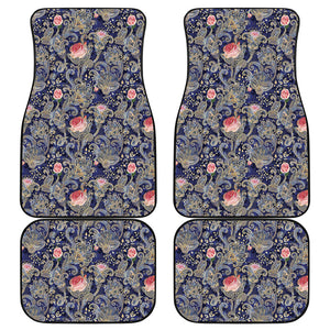 Indian Rose Paisley Pattern Print Front and Back Car Floor Mats