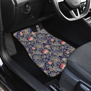 Indian Rose Paisley Pattern Print Front and Back Car Floor Mats