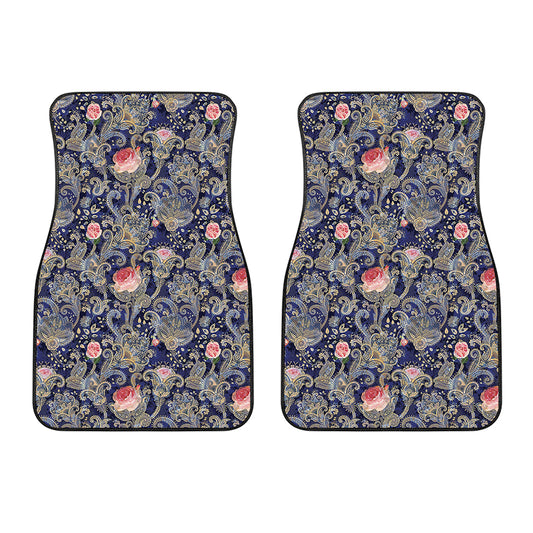 Indian Rose Paisley Pattern Print Front Car Floor Mats